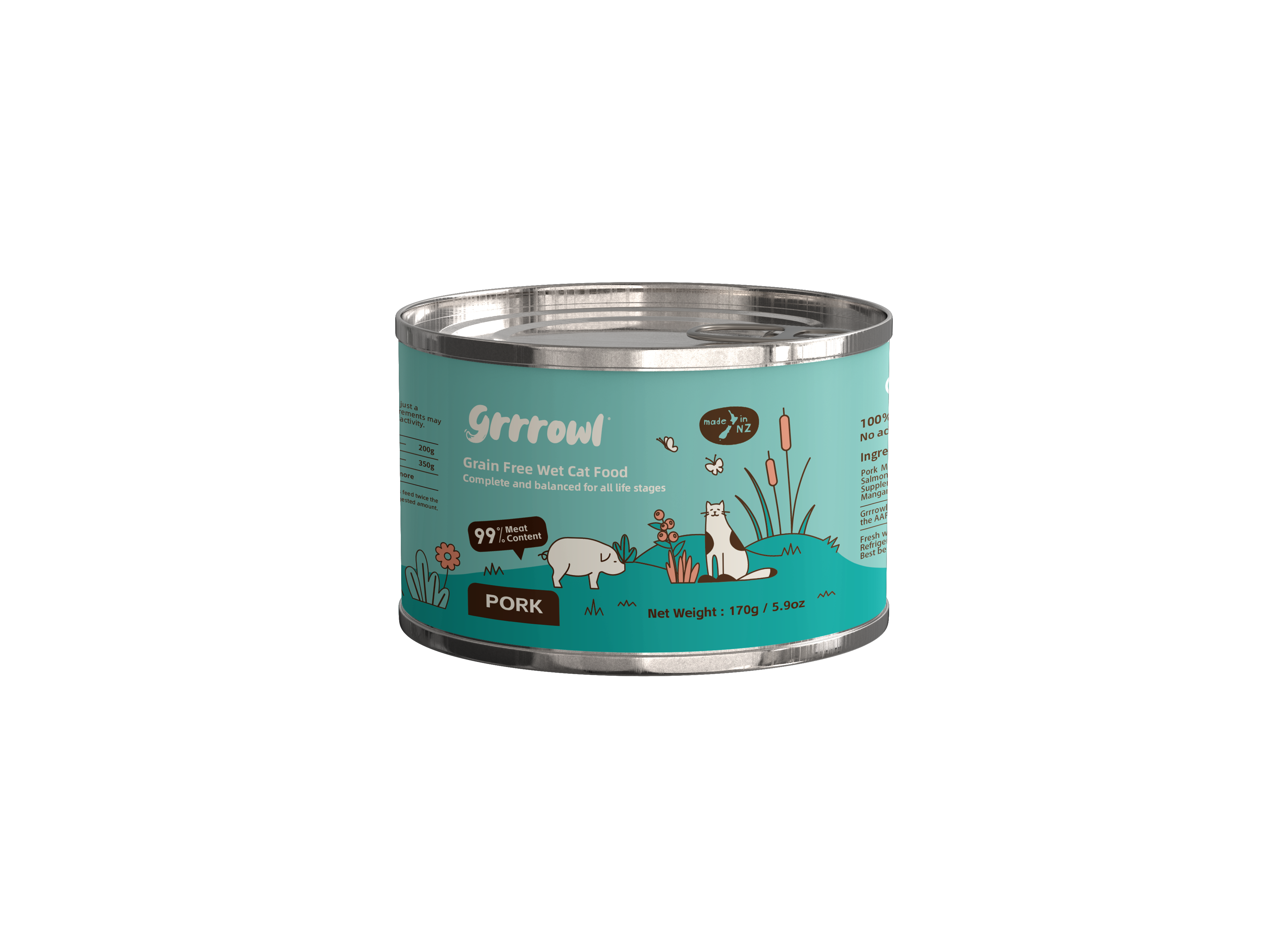 Grrrowl Grain Free Wet Food for Cats 170g – Pork - Click Image to Close